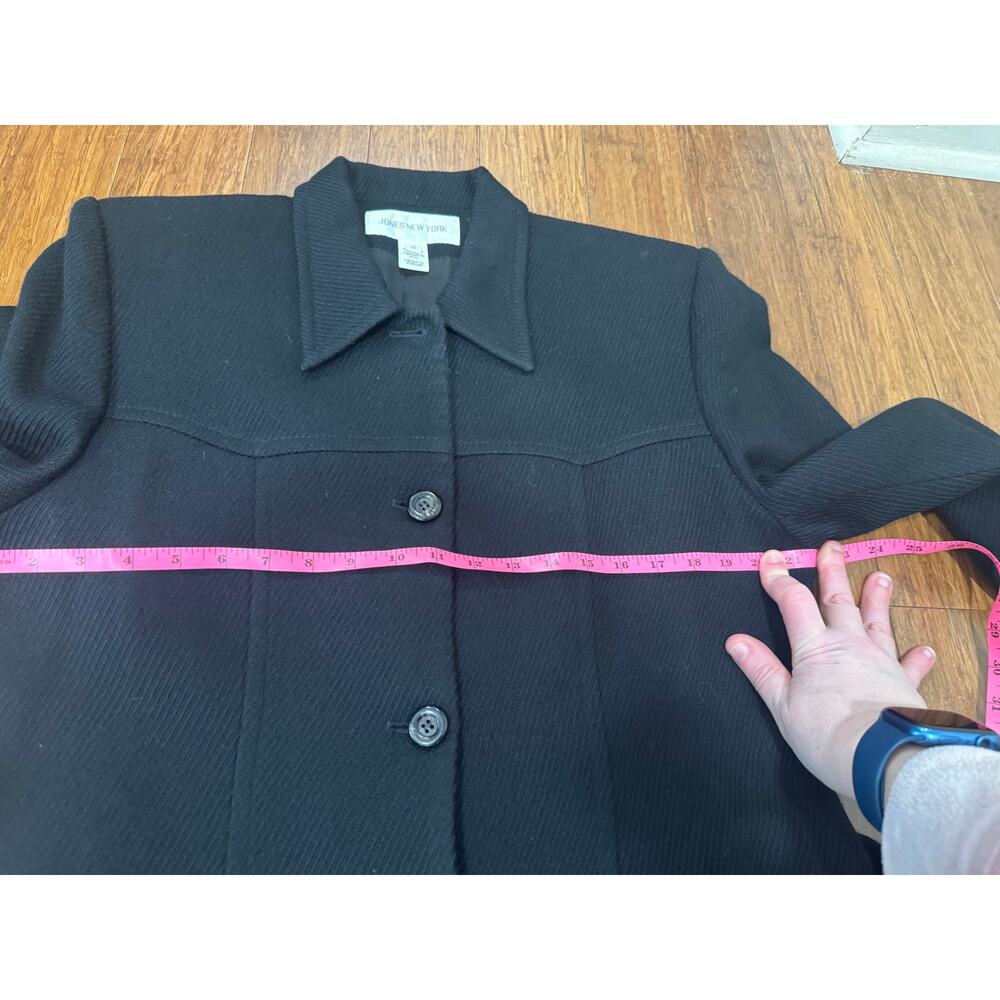 Vintage 90s Jones New York Black Wool Belted Blazer Jacket USA Womens 16 Peplum - Picture 11 of 12